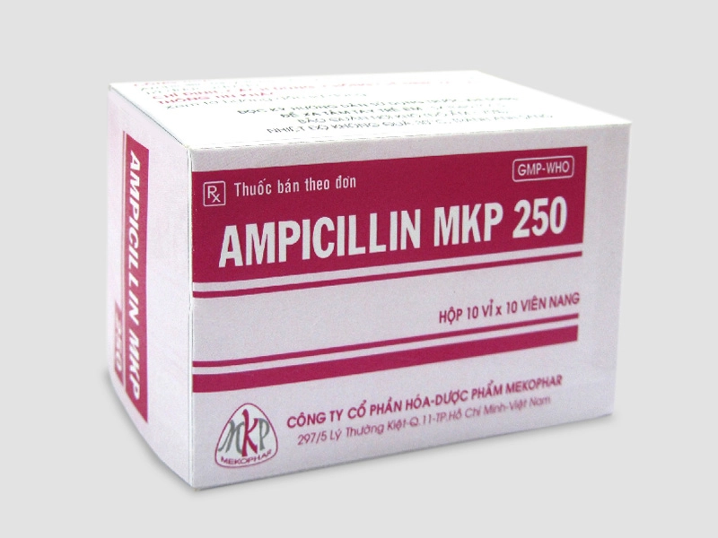 Thuốc kháng sinh Ampicillin MKP 250 hộp 10 vỉ x 10 viên