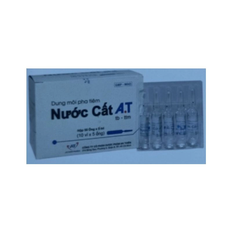Nước cất pha tiêm Nước cất A.T hộp 10 vỉ x 5 ống x 5ml