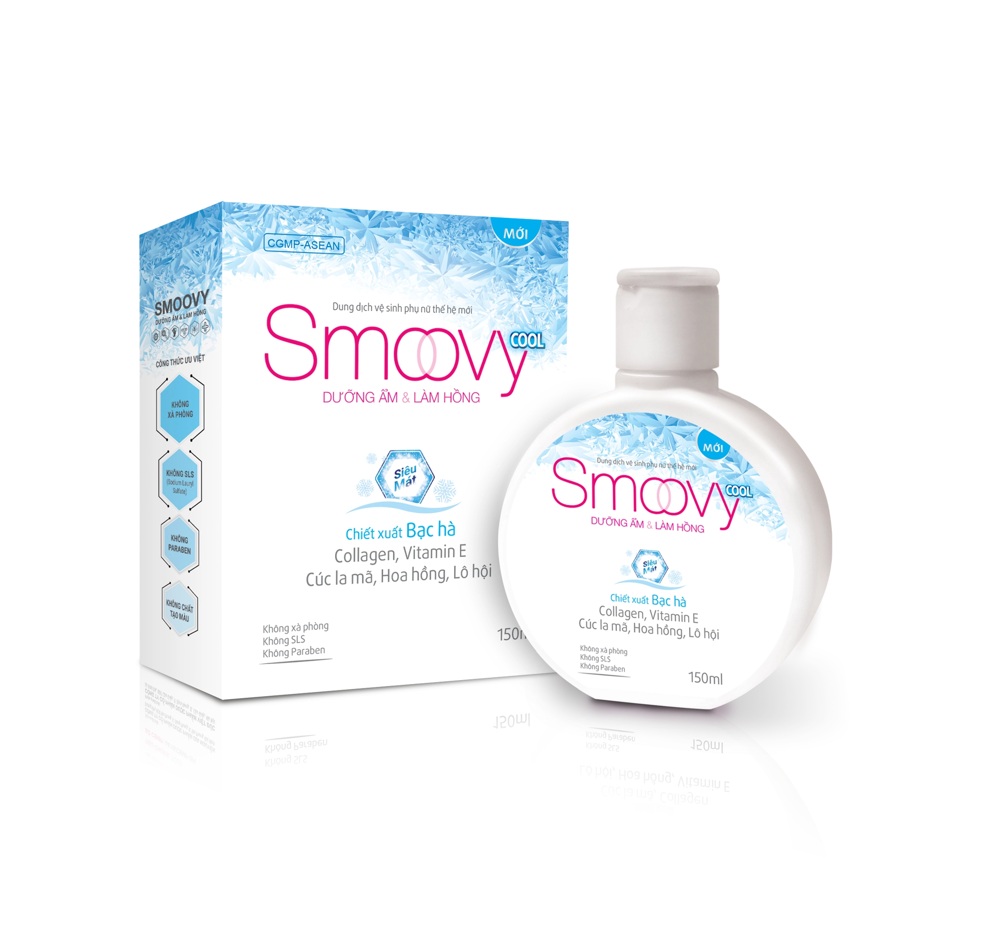 Dung dịch vệ sinh phụ nữ thế hệ mới Smoovy Cool (xanh) hộp 1 chai 150ml