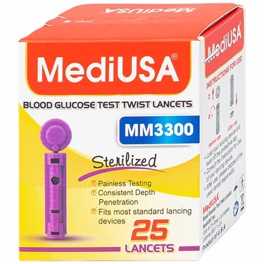 Kim lấy máu dùng cho máy đo đường huyết (25 cái) MediUSA MM3300 hộp 25 cái