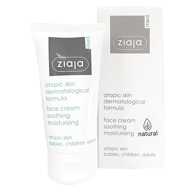 Kem dưỡng da mặt giúp dưỡng ẩm và làm mềm da, giảm khô da Ziaja Med Atopic Skin Dermatological Formula Face Cream hộp x 50 ml