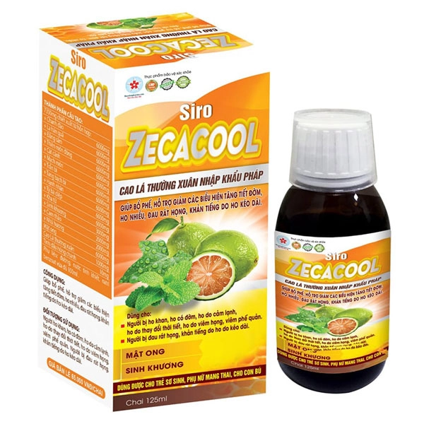 Hỗ trợ giảm các biểu hiện tăng tiết đờm, ho nhiều Siro Zecacool hộp 1 chai 125ml