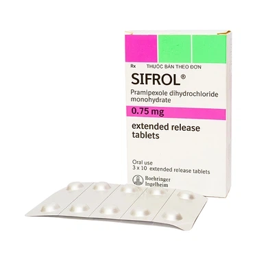 Điều trị bệnh parkinson Sifrol 0.75mg Boehringer hộp 3 vỉ x 10 viên