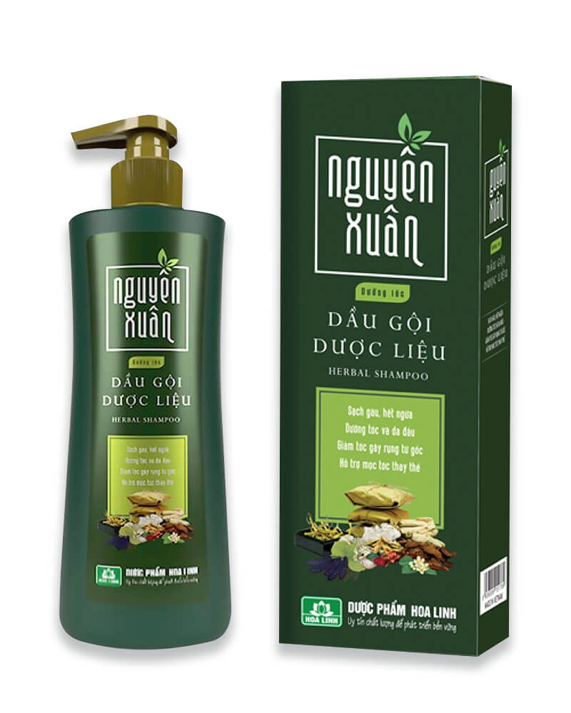 Dầu gội dược liệu Nguyên Xuân dưỡng tóc (màu xanh lá) hộp 1 chai 250ml