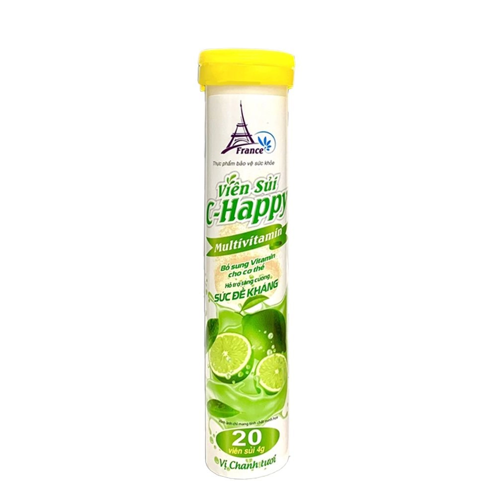 Viên Sủi C-Happy Fobelife Vị Chanh Tươi tuýp 20 viên nén sủi
