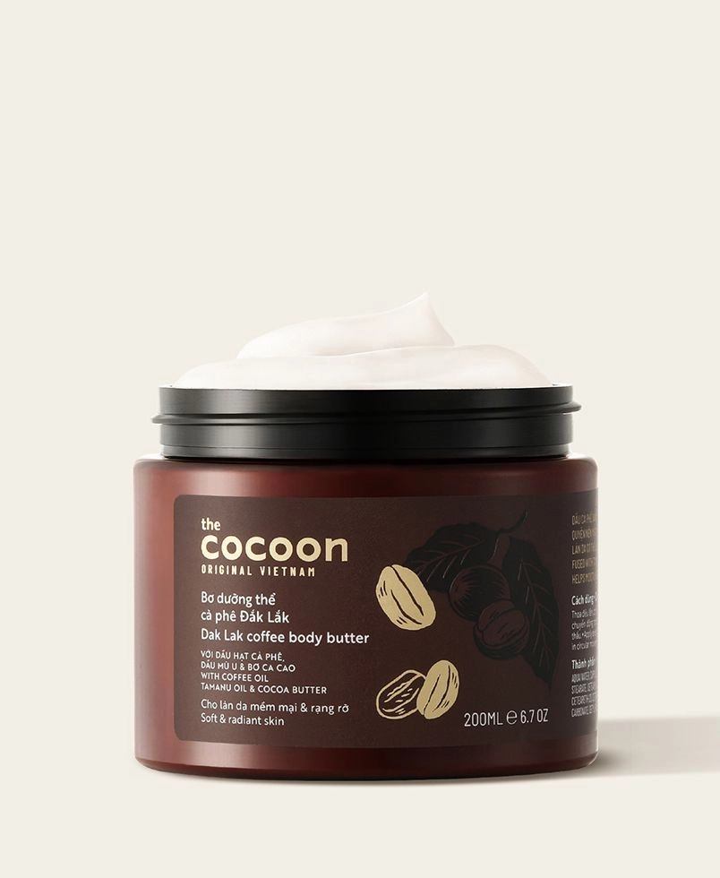 Bơ dưỡng thể The Cocoon Original Vietnam Cà Phê Đắk Lắk Coffee Body Butter hũ 200ml