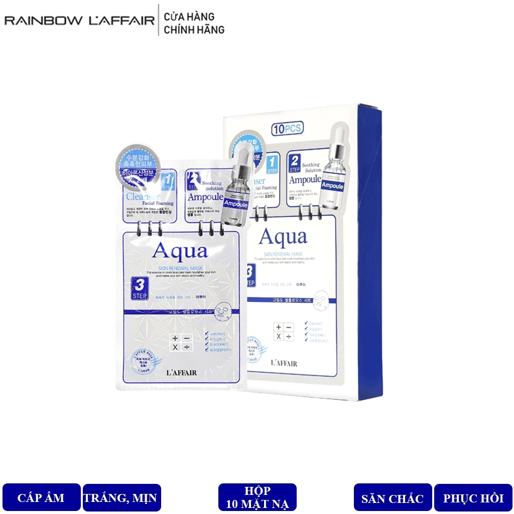 Mặt nạ cho da dầu 3 bước Rainbow L'affair Aqua hộp 10 combo