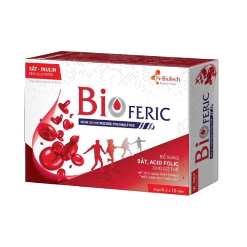 Bổ sung sắt, acid folic, vitamin B12 cho cơ thể BioFeric N-BioTech hộp 6 vỉ x 10 viên