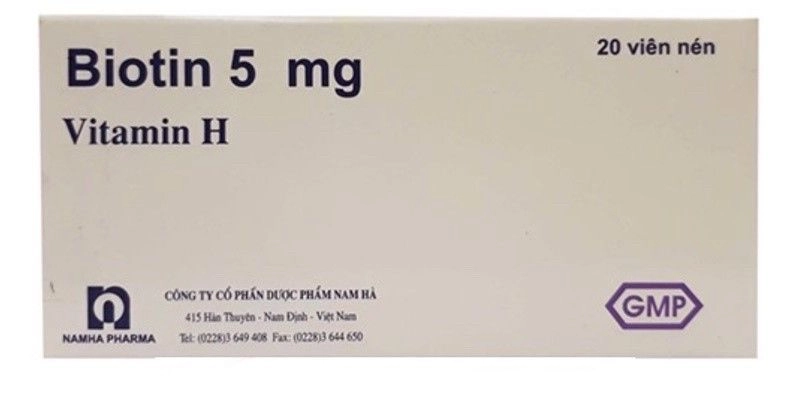 Thuốc bổ sung vitamin H Biotin 5mg Nam Hà hộp 20 viên