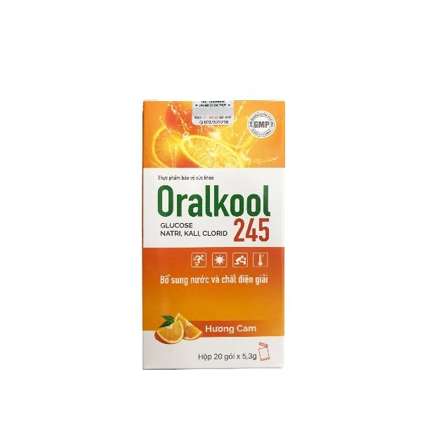 Bổ sung nước và chất điện giải Oralkool 245 (hương cam) hộp 20 gói x 5,3g