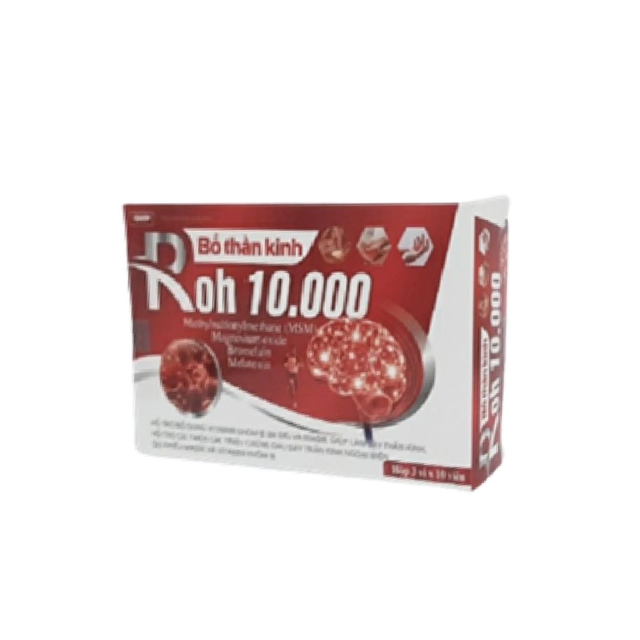 Hỗ trợ an thần, giảm đau dây thần kinh Bổ thần kinh ROH 10.000 hộp 3 vỉ x 10 viên