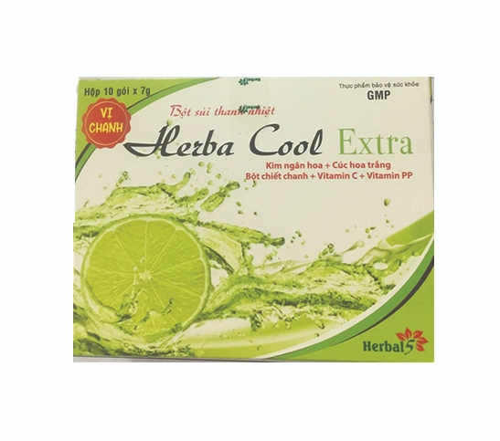 Bột nước mát Herba Cool Extra (vị chanh) hộp 10 gói x 7g