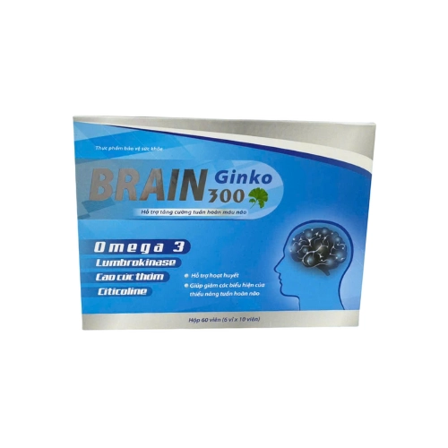 Hỗ trợ hoạt huyết, tăng tuần hoàn máu não BRAIN Ginko 300 Ecosun hộp 6 vỉ x 10 viên