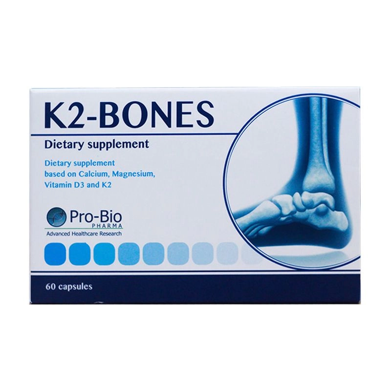 Thực phẩm bổ sung canxi và khoáng chất K2-Bones (Pro-Bio Pharma) hộp 4 vỉ x 15 viên