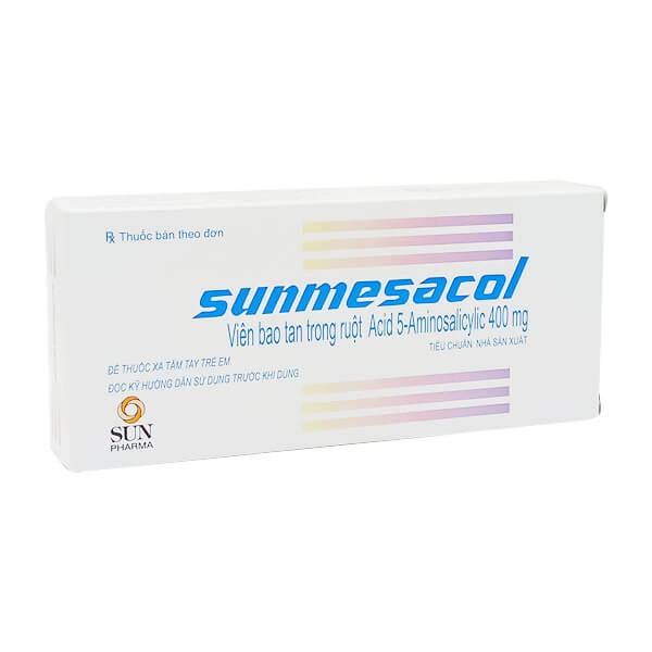 Thuốc trị viêm loét đại tràng Sunmesacol 400mg hộp 50 viên