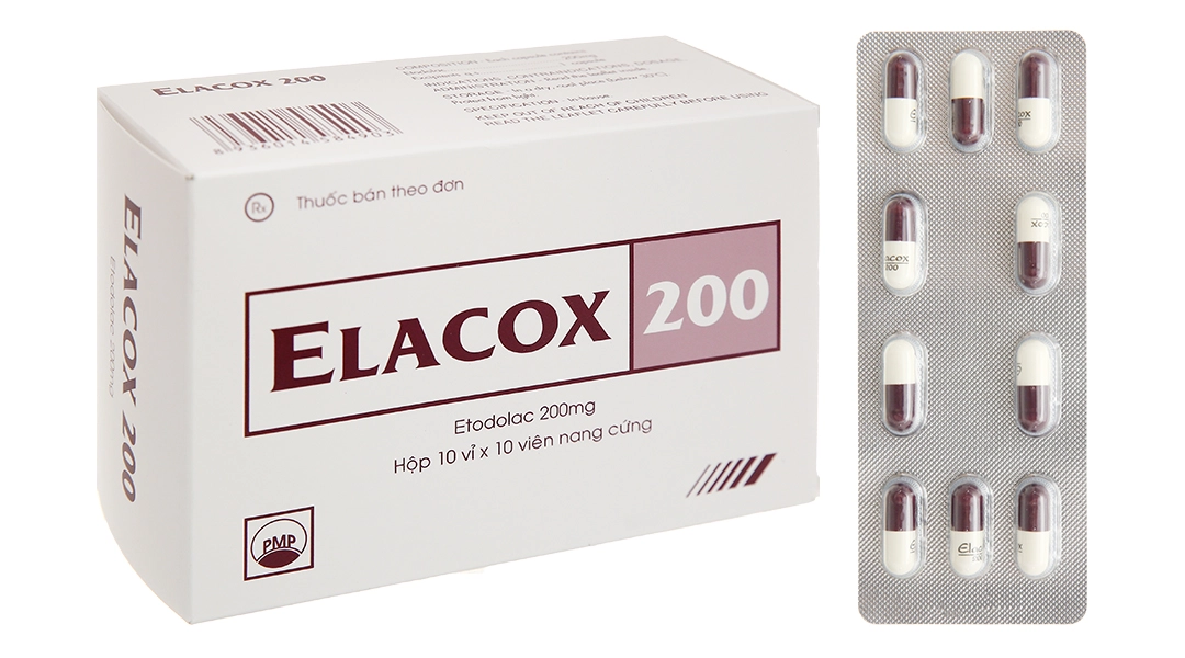 Thuốc giảm đau kháng viêm ELACOX 200 hộp 10 vỉ x 10 viên nang cứng