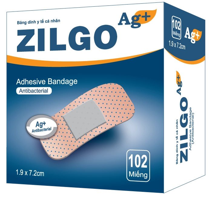 Băng y tế Zilgo Ag Adhesive Bandage hộp 102 miếng 1.9 x 7.2cm