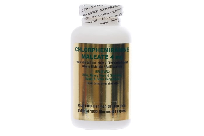Thuốc chống dị ứng Chlorpheniramine Maleate 4mg Imexpharm chai 1000 viên nén bao phim