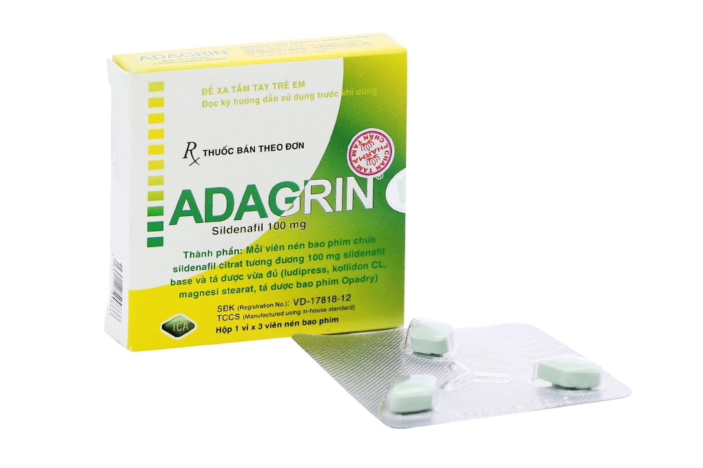 Thuốc trị rối loạn cương dương Adagrin 100mg hộp 3 viên