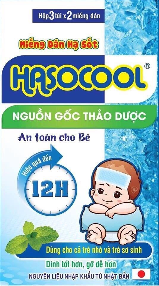 Miếng dán hạ sốt  Hasocool  hộp 3 túi x 2 miếng