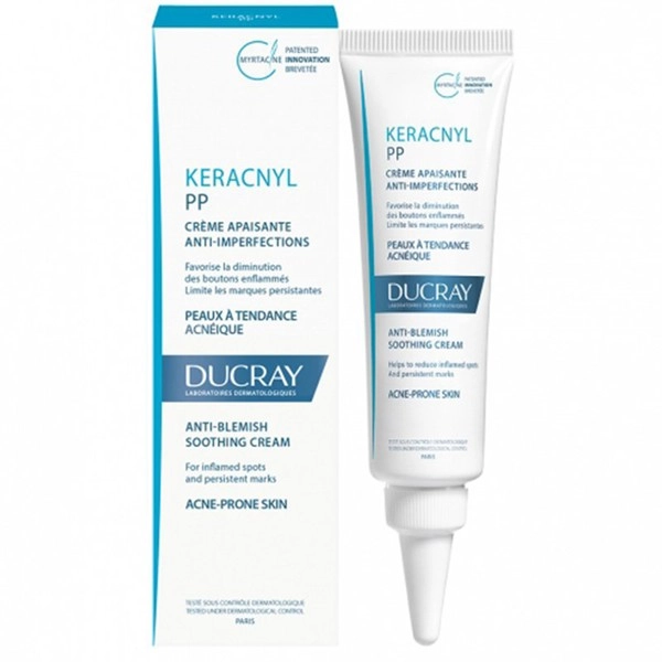 Kem dưỡng giảm viêm mụn Ducray Keracnyl PP Anti-Blemish Soothing Cream hộp 1 tuýp 30ml