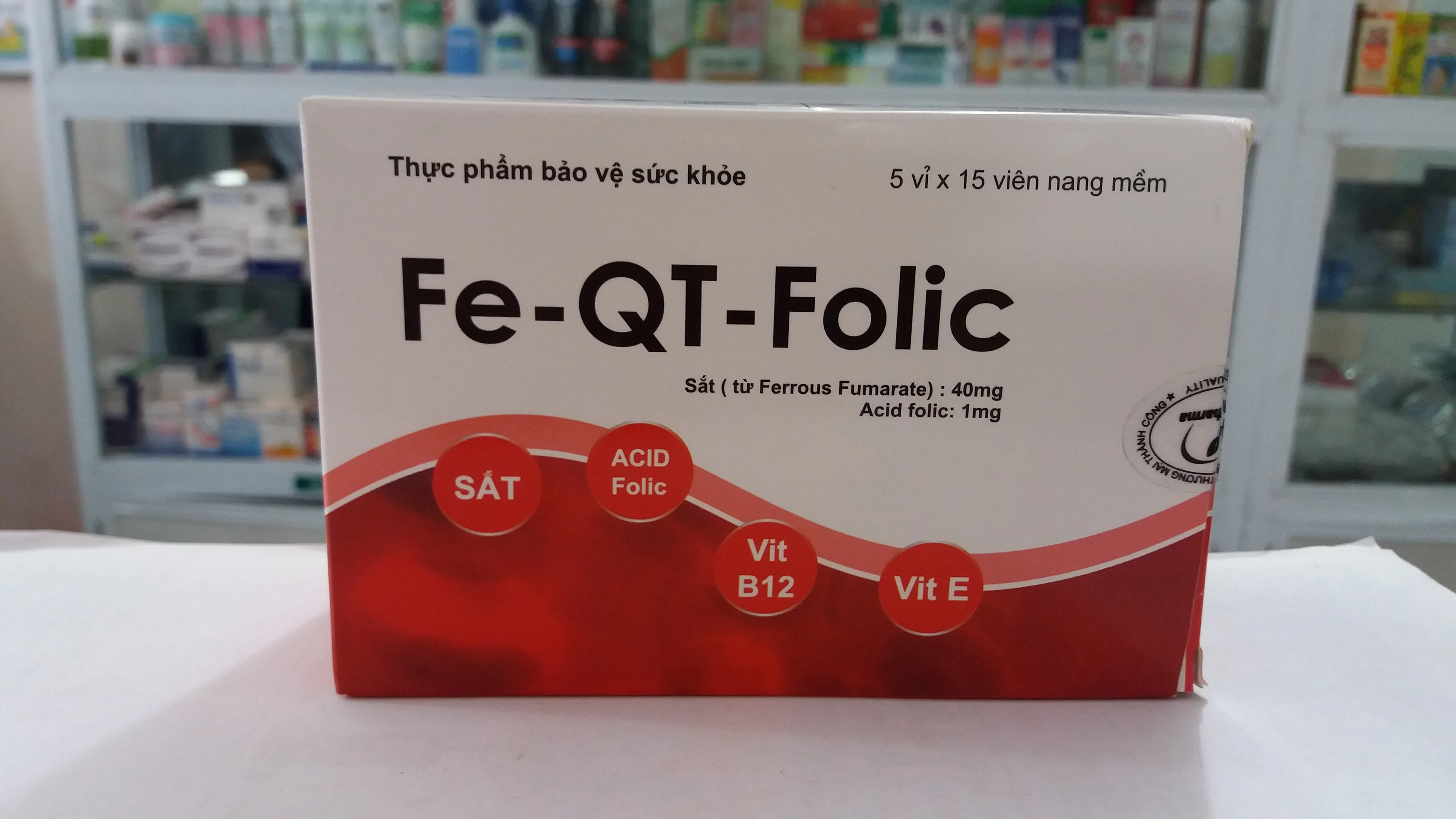 Viên uống bổ sung sắt Fe-QT-Folic hộp 5 vỉ x 15 viên