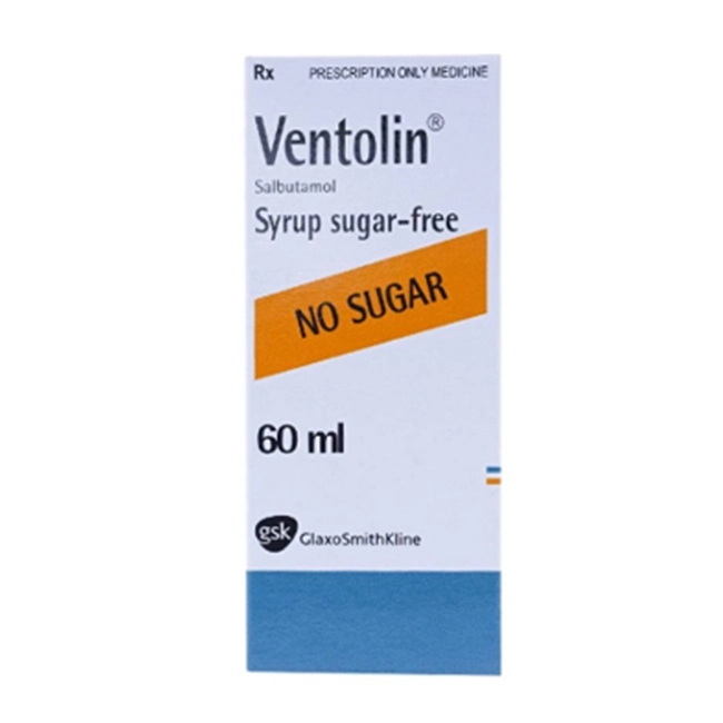 Siro không đường giảm co thắt phế quản Siro Ventolin hộp 1 chai 60ml