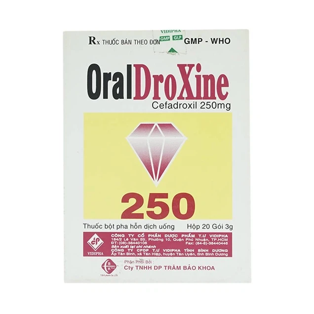 Điều trị các chứng nhiễm khuẩn OralDroXine 250mg Vidipha hộp 20 gói