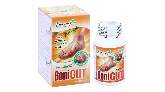 Hỗ trợ trị gout, đào thải acid uric BoniGut hộp 1 lọ 60 viên