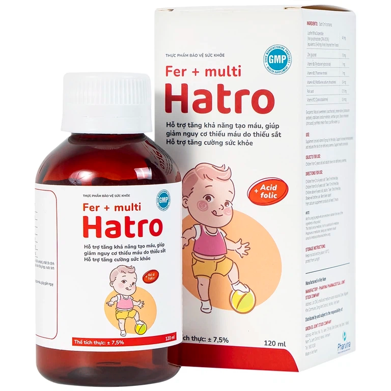Bổ sung vitamin khoáng chất Fer + Multi Hatro hộp 1 chai 120ml