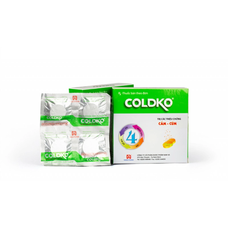 Viên sủi giảm đau, hạ sốt Coldko hộp 4 vỉ x 4 viên