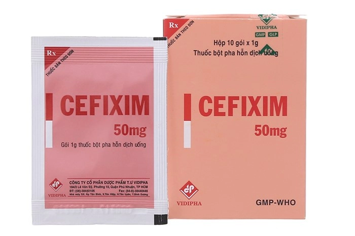 Thuốc kháng sinh Cefixim 50mg (Vidipha) hộp 10 gói x 1g