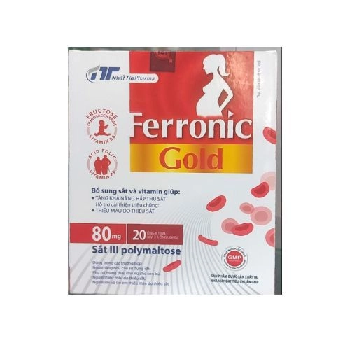 Viên uống bổ sung sắt và vitamin Ferronic gold hộp 4 vỉ x 5 ống 10 ml
