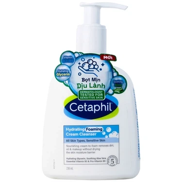 Sữa rửa mặt tạo bọt dịu lành Cetaphil Hydrating Foaming Cream Cleanser chai 236ml