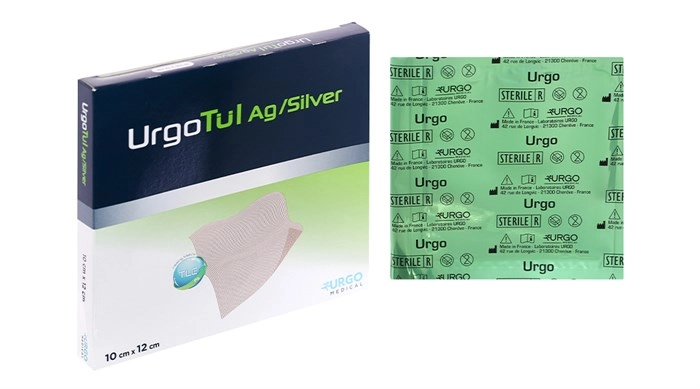 Gạc băng vết thương URGOTUL AG/SILVER hộp 16 miếng 10 cm x 12 cm