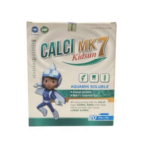 Hỗ trợ bổ sung canxi giúp xương chắc khỏe Calci MK7 Kidsun hộp 20 ống x 10ml