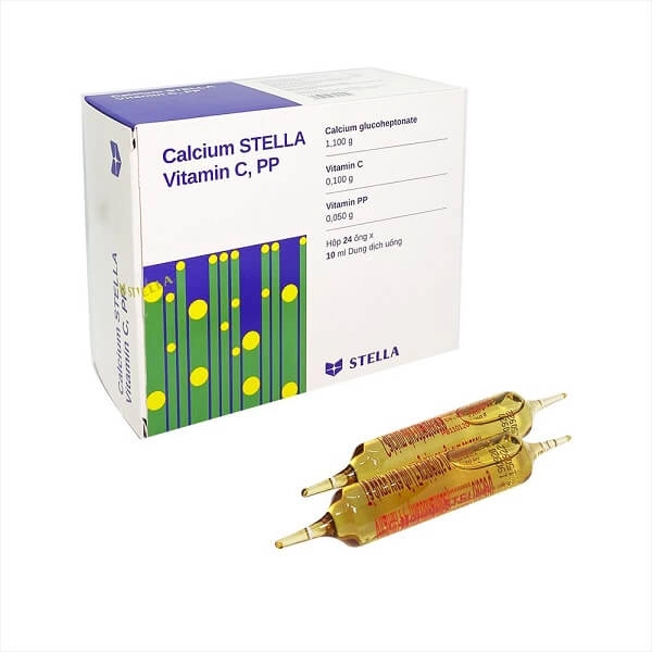 Thuốc bổ sung Calcium STELLA Vitamin C, PP hộp 20 ống x 5ml