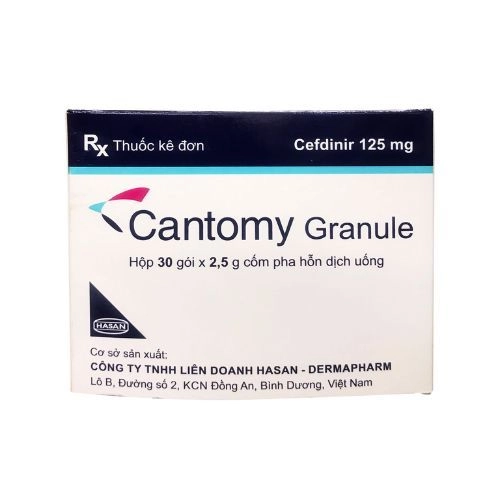 Thuốc kháng sinh Cantomy Granule Cefdinir 125mg hộp 30 gói x 2.5g cốm pha hỗn dịch uống