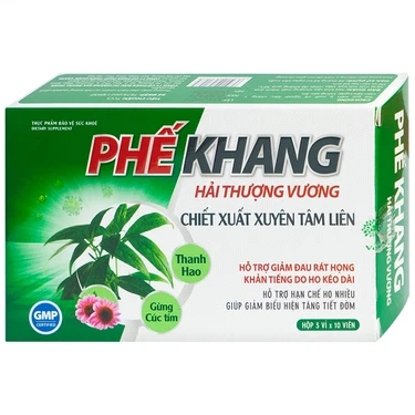 Hỗ trợ giảm đau rát họng, khản tiếng do ho kéo dài Phế Khang Hải Thượng Vương Vesta hộp 3 vỉ x 10 viên