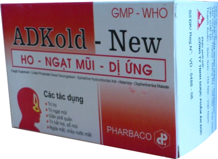 Thuốc ho, dị ứng, ngạt mũi ADKold-New hộp 10 vỉ x 10 viên