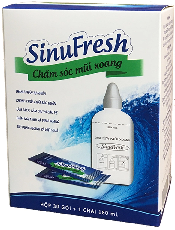 Muối rửa mũi xoang SinuFresh hộp 30 gói + 1 chai 180ml