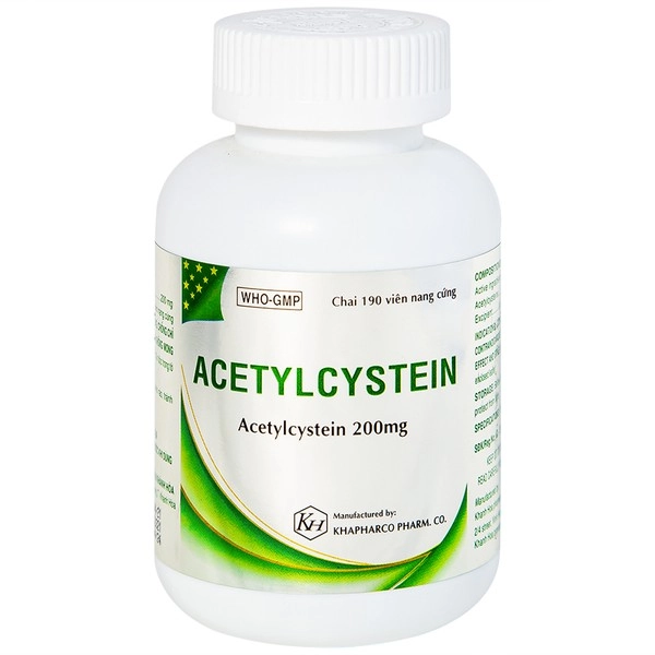 Thuốc long đàm Acetylcystein 200mg Khapharco chai 190 viên nang cứng