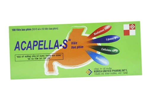 Thuốc điều trị các triệu chứng đầy hơi, đầy bụng Acapella-S hộp 100 viên