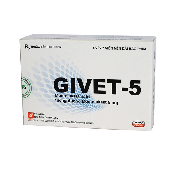 Thuốc điều trị hen phế quản GIVET-5 hộp 28 viên