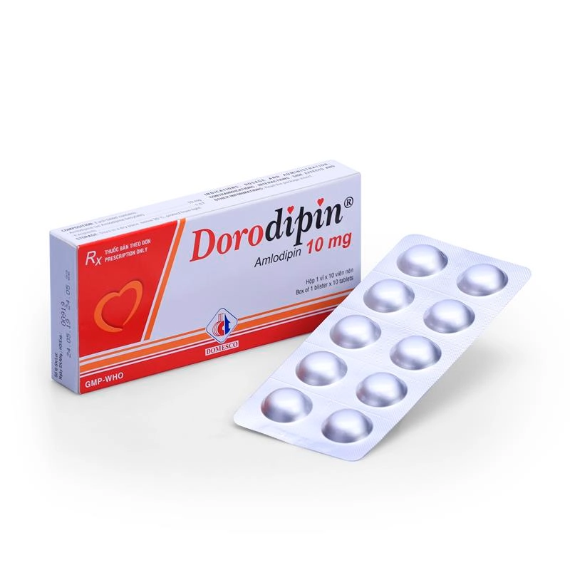 Thuốc điều trị tăng huyết áp Dorodipin 10mg hộp 1 vỉ x 10 viên