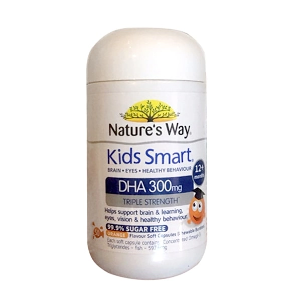 Viên nhai hỗ trợ sức khỏe não bộ Nature's Way Kids Smart DHA 300mg lọ 50 viên