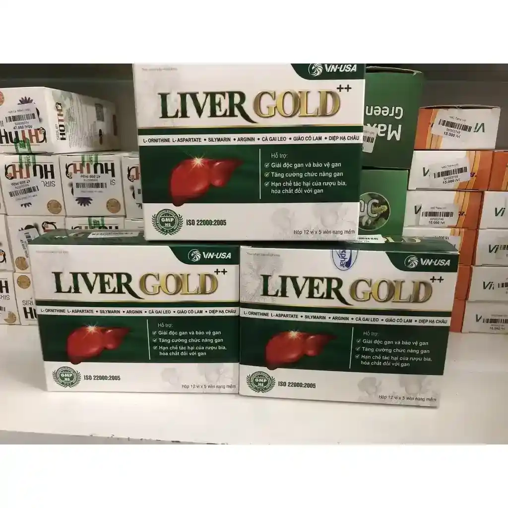 Hỗ trợ giải độc, bảo vệ gan LIVER GOLD++ (VN-USA) hộp 12 vỉ x 5 viên nang mềm