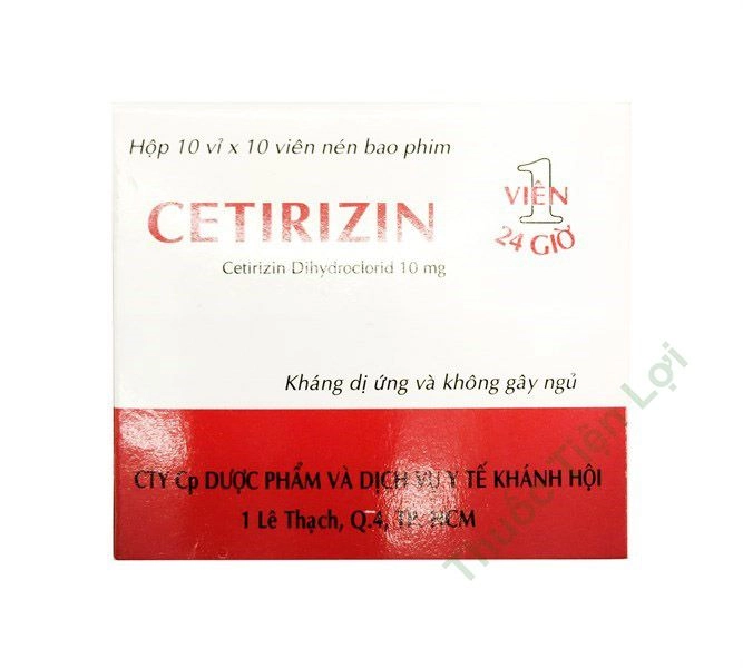 Thuốc chống dị ứng Cetirizin 10mg Khánh Hội hộp 10 vỉ x 10 viên