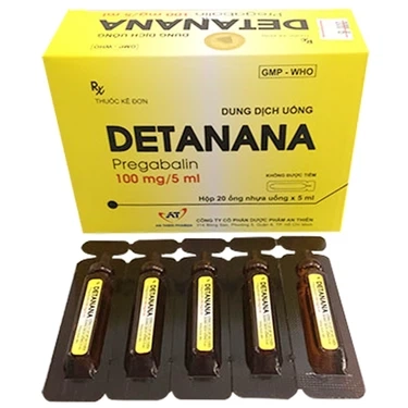 Điều trị động kinh cục bộ, rối loạn lo âu lan toả Detanana 100mg/5ml An Thiên hộp 20 ống x 5ml