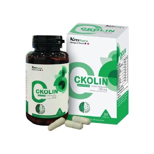 Hỗ trợ hoạt huyết, dưỡng não, cải thiện tuần hoàn não CKOLIN (KenPharma) hộp 1 lọ 30 viên nang cứng